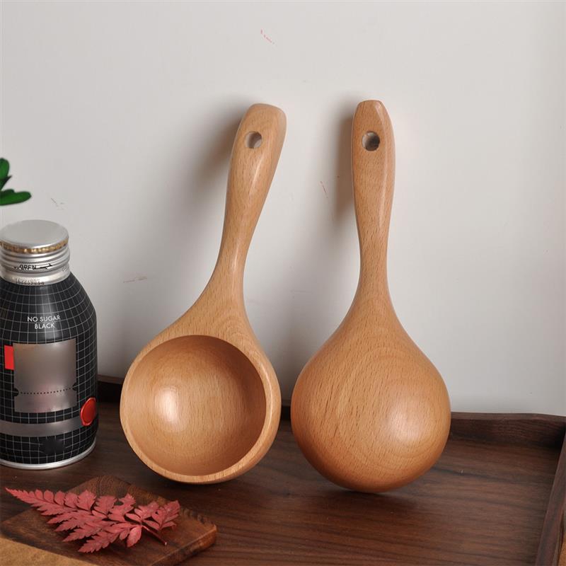 Wood Scoop Japanese Style Solid Wood Water Rice Flour Scoop Multipurpose Wooden Ladle for Cooking Bath Tablespoon