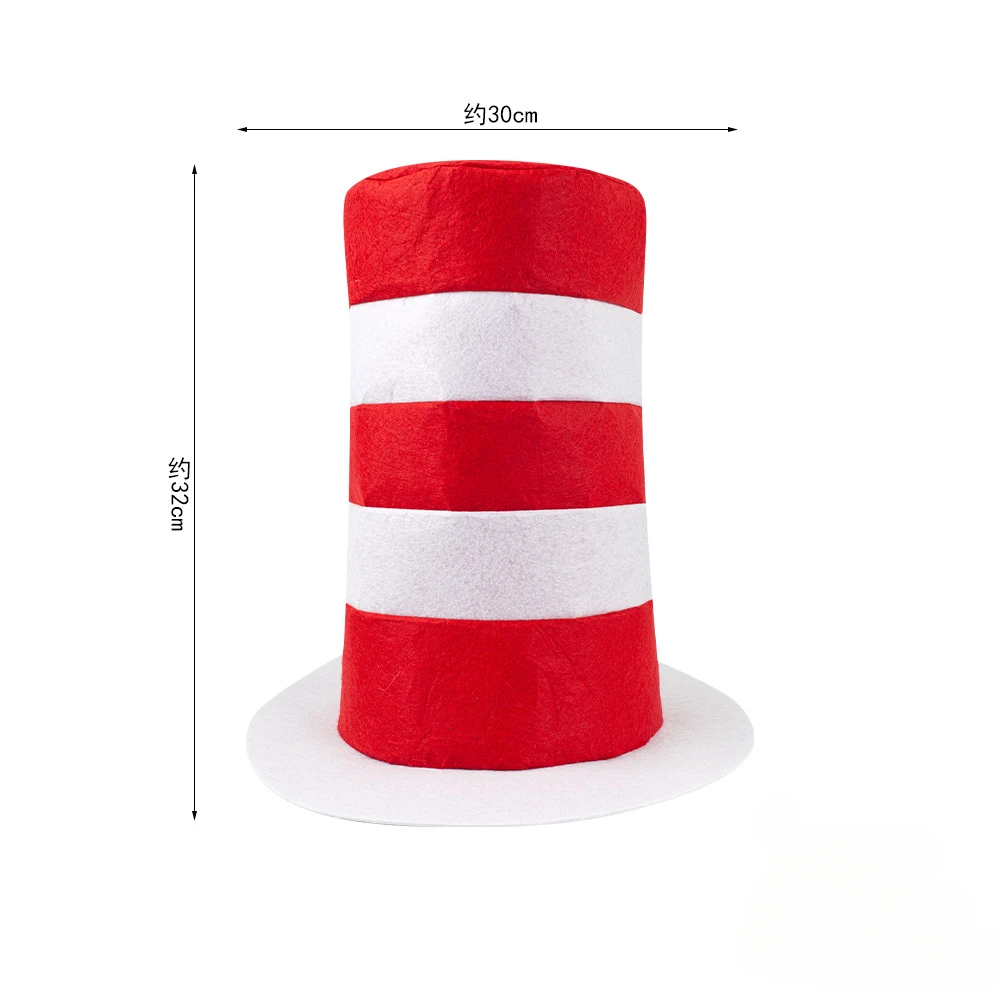 Children Adults Striped Top Hats Red and White Stripes Costume Hat Cosplay Props for Party Birthday Halloween