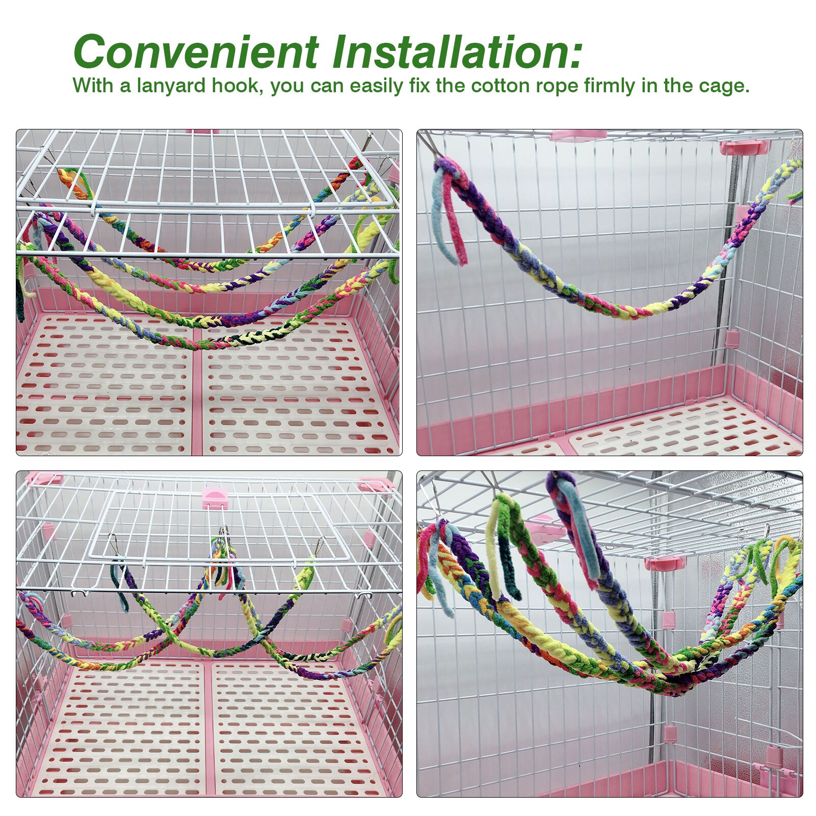 Cuerda de escalada de algodón para hámster, hamaca columpio colorida para hámster, para escalar y gatear, para hacer juguetes colgantes