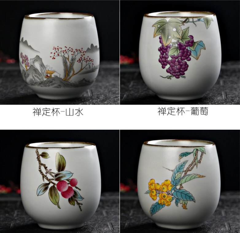 100Ml Uw Oven Keramische Retro Thee Cup Porselein Theekopje Handgeschilderd Thee Kom Ceremony Accessoires Home Decor