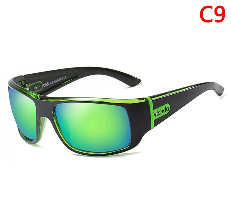 Viahda mænd klassiske polariserede solbriller mandlige sportsfisker nuancer briller  uv400 beskyttelse: C9