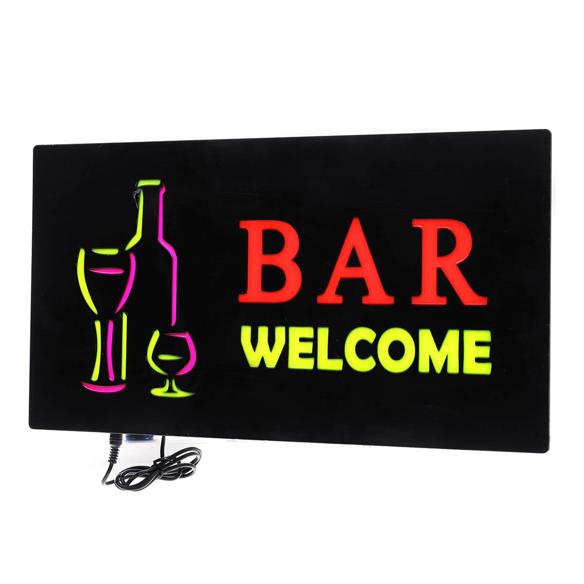 BAR Welcome LED Hanging Sign Light Board Pub Store Door Window Display Lamp Party Decoration Advertising Commercial Lighting