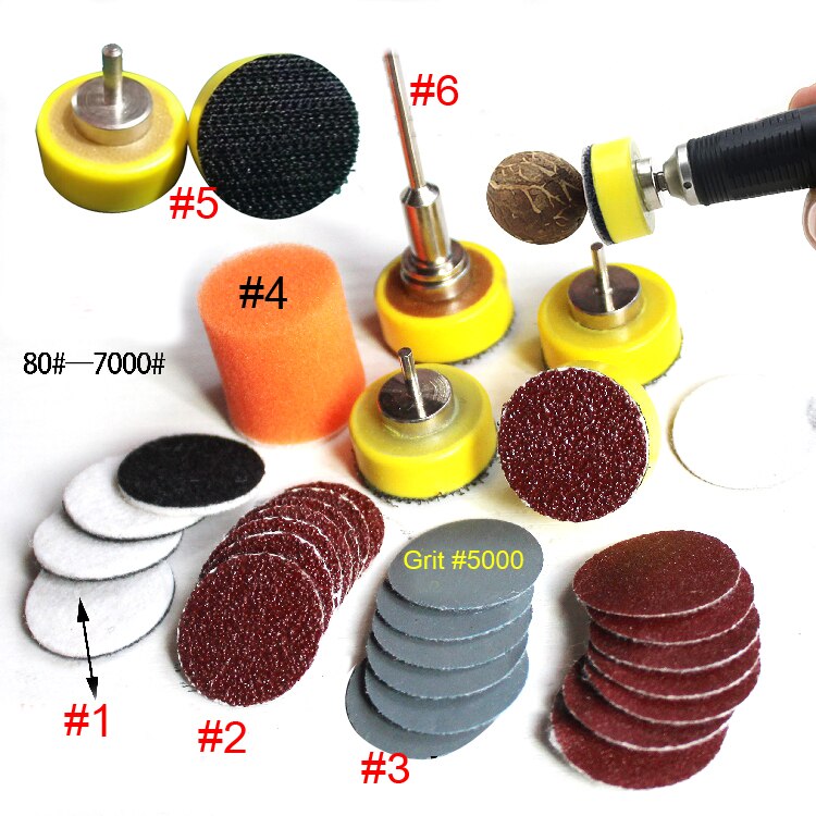 1 inch 25mm Sand Paper 1" Disco Pad Velco Loop & Hook Woolen mat Polishing Pad Disc 60/240/5000 Grit