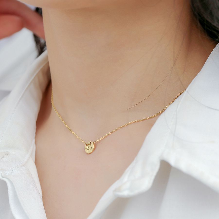 Silvology Round Square Good Luck Necklace Gold 925 Sterling Silver Geometric Texture Pendant Necklace For Women Jewelry