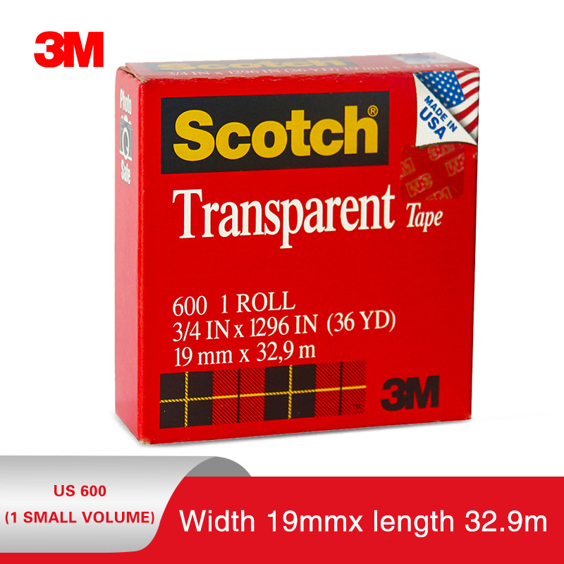Nastro trasparente Scotch 3M Nastro 600 Nastro per test di adesione dell'inchiostro 600P Rotolo grande 19/12,7 mm Imballaggio Uso domestico in ufficio: Traslucido