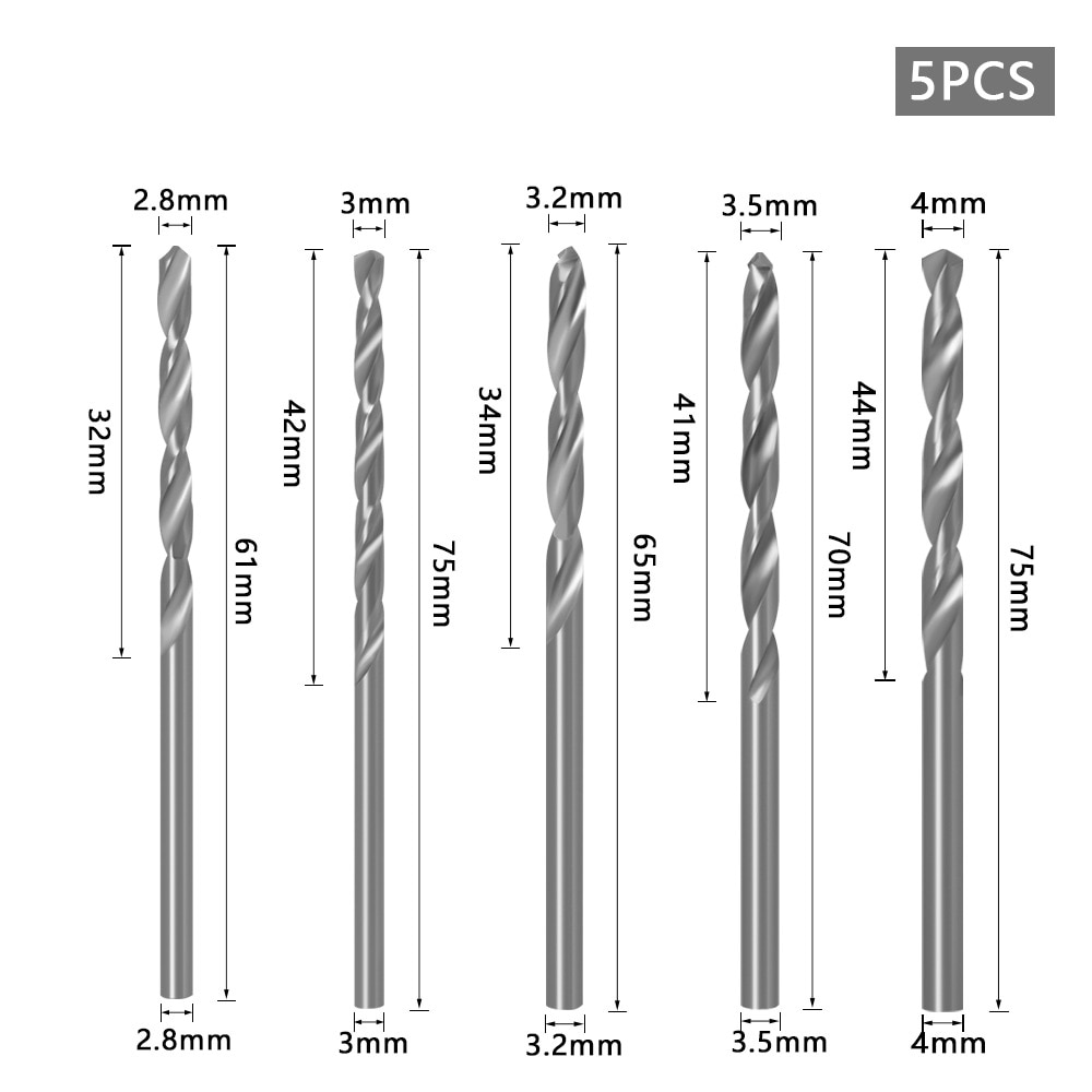 8mm Schaft HSS Holzbearbeitung Senker Bohrer Set Schraube Extractor Remon Abriss Holz Fräser Spiralbohrer Holz: 5pcs