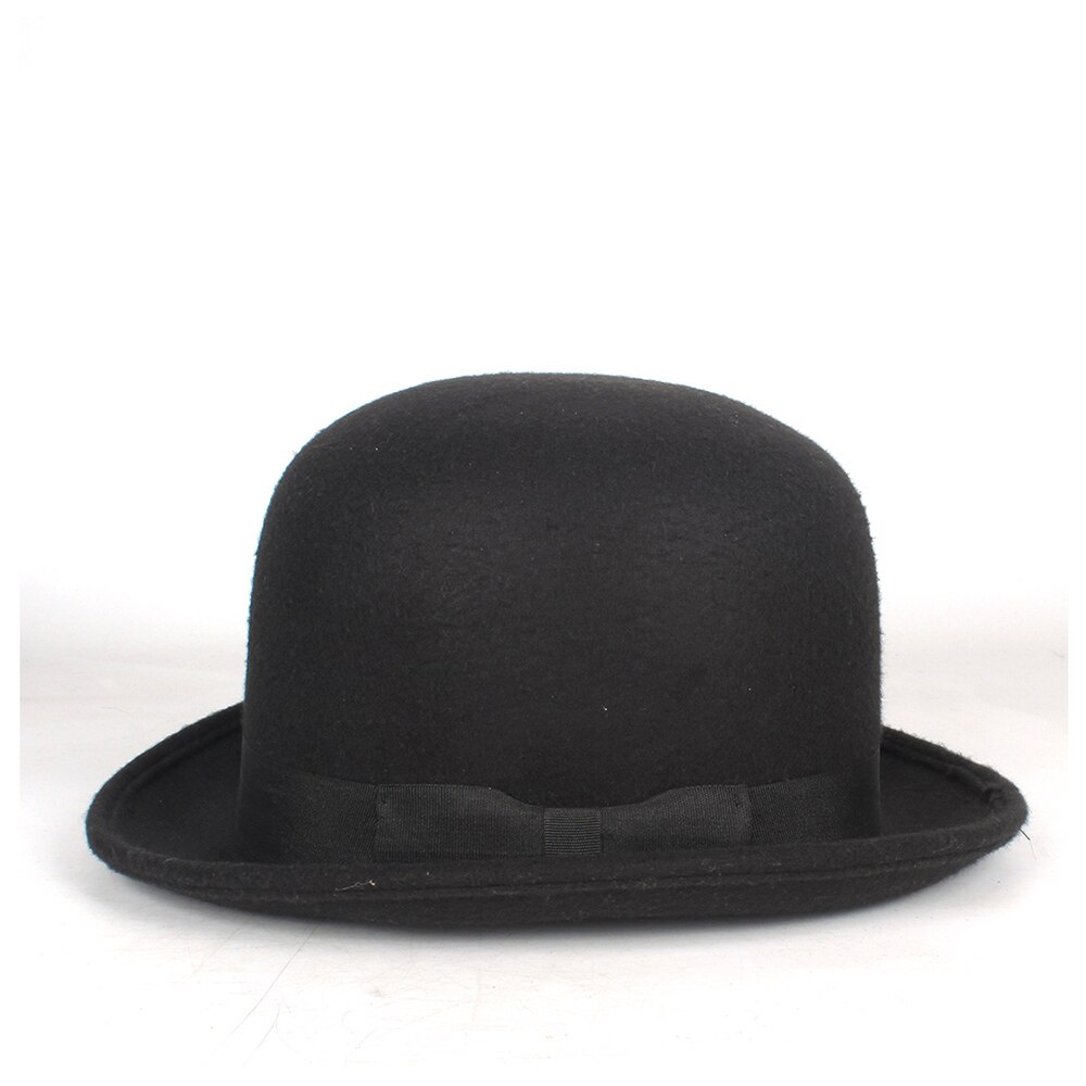 Women Men Black Wool Bowler Hat Topper Top Hats Fedora Magician Billycock Groom Hat Size 57-58CM
