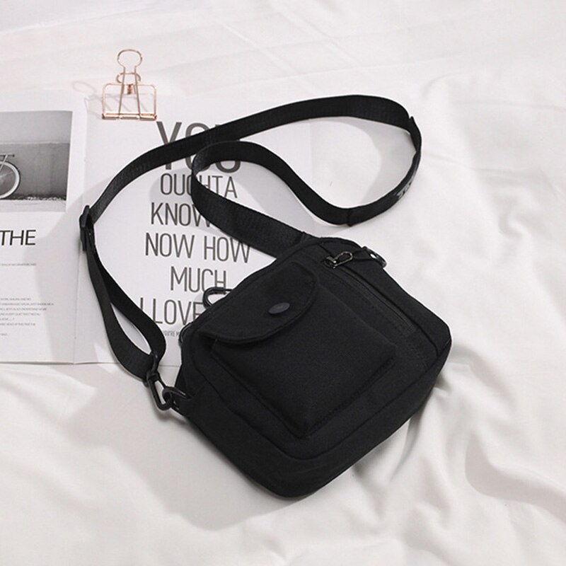 Korean Mini Student Bag Cell Phone Bags Simple Mini Crossbody Bags Casual Ladies Flap Shoulder Bag Girls Messenger Bag: Black