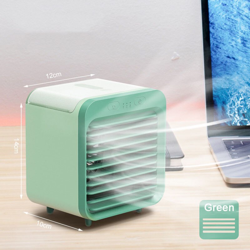 Draagbare Mini Air Conditioner Desktop Ventilator 5000Mah Usb Oplaadbare Luchtkoeler Tafel Cooling Mist Fan Luchtbevochtiger Voor Office Home: Mini Fan-Green