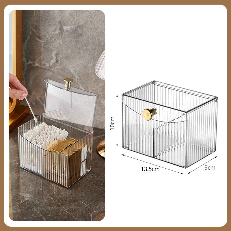 Qtip – distributeur de support transparent pour salle de bain, pot d'écouvillon/tampon/boule, conteneur, boîtes de rangement de cosmétiques pour vanité: Chocolat