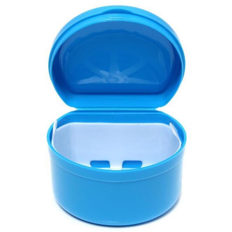 Protesekasse falske tænder skyllekurv beholder badeværelsesopbevaringskasse tandproteseprotese beholder 5 farver: Blå