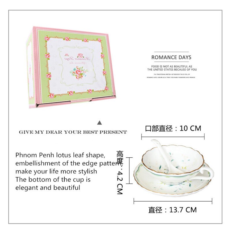 Juego de taza y platillo de café de cerámica, cuchara y platillo, té de la tarde, vajilla de porcelana china, tazas y platillos de té negro, decoración de cocina