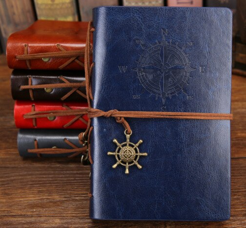 Agenda Vintage Pirate A5 A6 Agenda avec couverture en simili cuir carnet de notes Filofax pour école papeterie coréenne ou voyageur: Bleu / S Size 105X145mm
