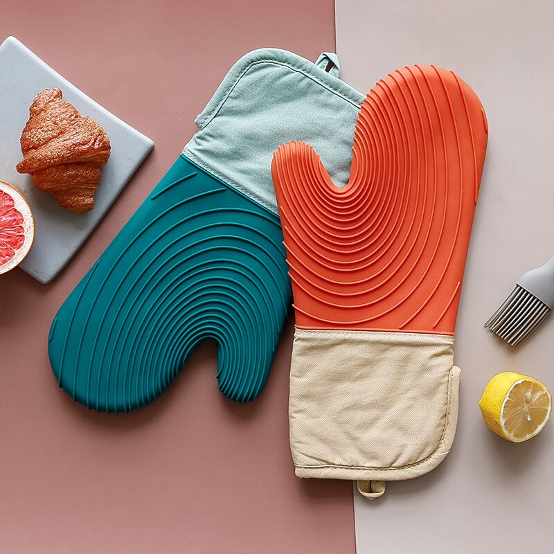 Kitchen Oven Mitts Anti-Scalding Potholder Thicken Silicone Baking Gloves Household Heat Insulation Golves Kitchen Accessories