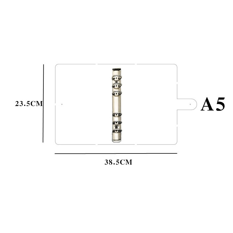 A5 A6 Black PVC Loose-leaf Notebook Cover Six-Hole Loose-Leaf Notebook Office Stationery Supplies Folder Desk Organizer