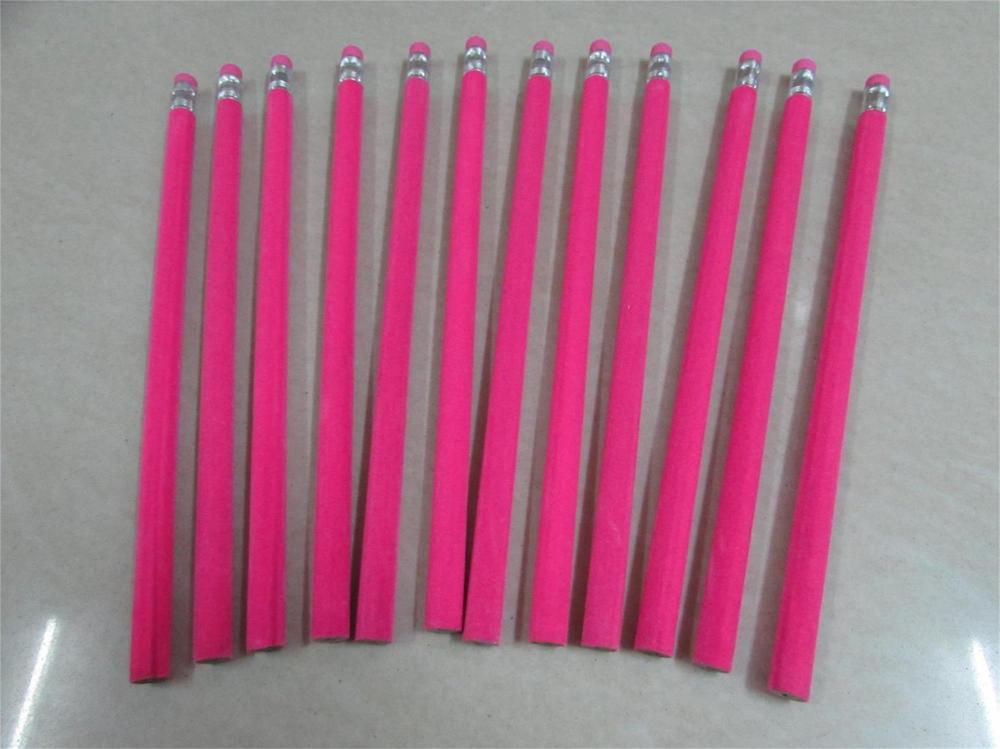velvet pencil 12pcs wood pencil pencils hotel pencil standard pencil: Pink