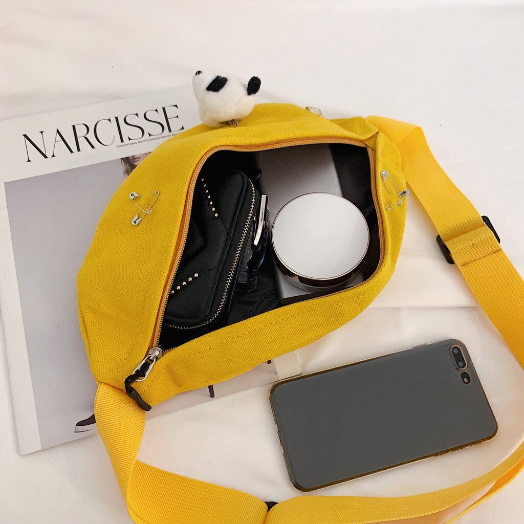 Fanny Pack pour femmes toile taille sac mignon Panda frais étudiant sac à bandoulière Harajuku nerka rein poitrine sacs sac banane femme