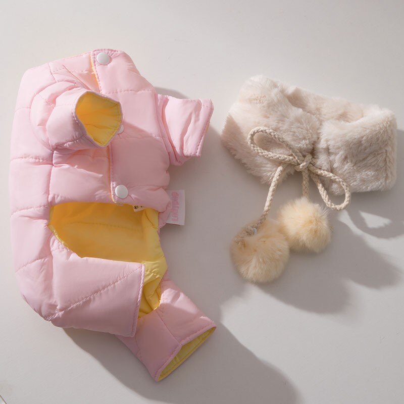 Mono para perros pequeños, ropa cálida de invierno para cachorros, Chihuahua, Yorkie, Bichon, traje maltés, abrigo: Rosa / XL