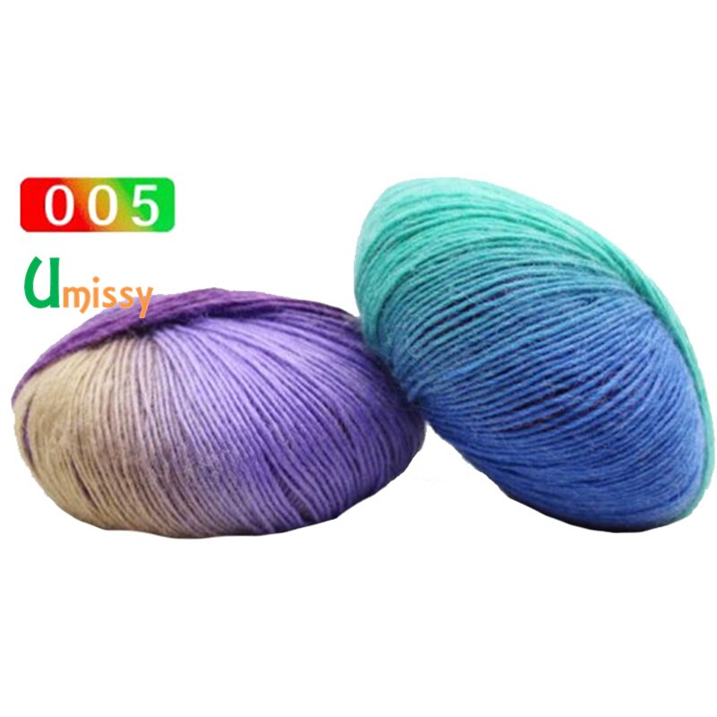 2pcs Cashmere Yarn Knitted Chunky Hand-Woven Woolen Rainbow Colorful Knitting Scores 100% Wool Yarn Needles Crochet Weave Thread: 2pcs 05