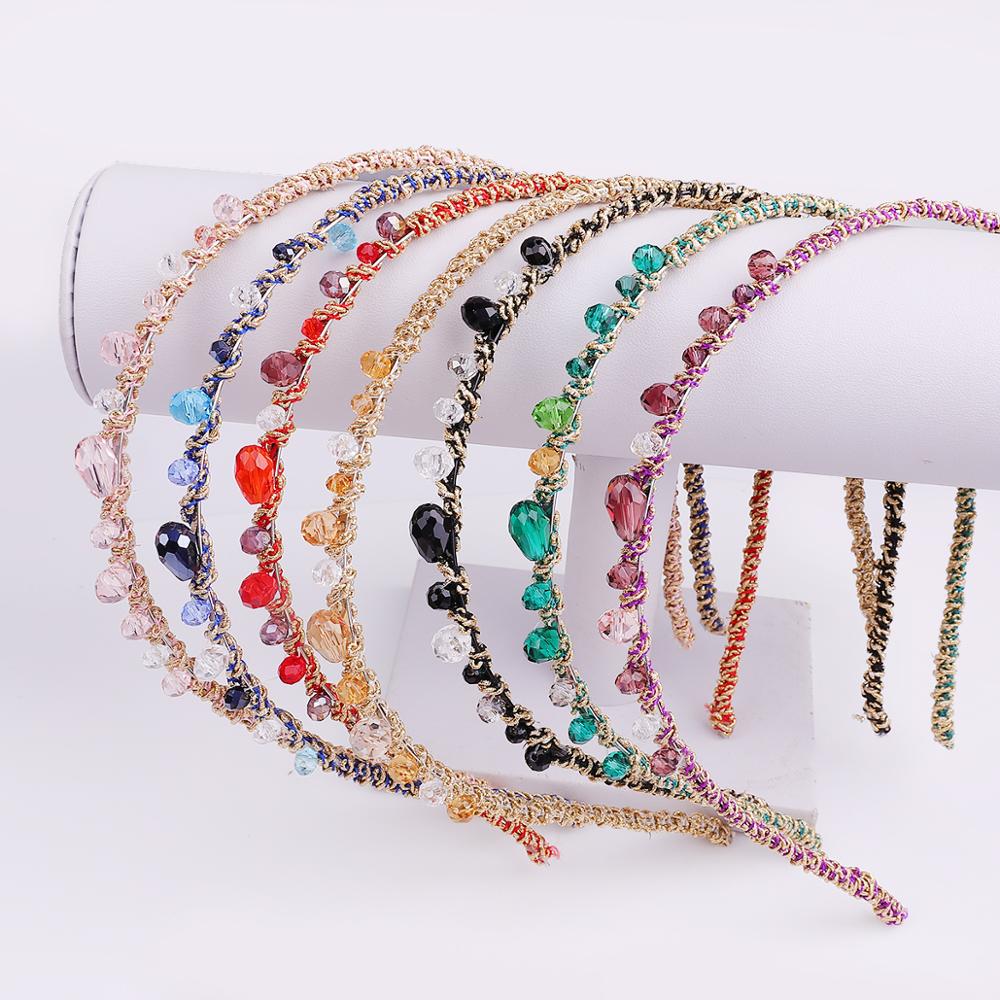 Aurstria-bandeau cheveux cristal arc-en-ciel | Accessoire pour mère de mariée, 14 couleurs, avec larges bords, strass,