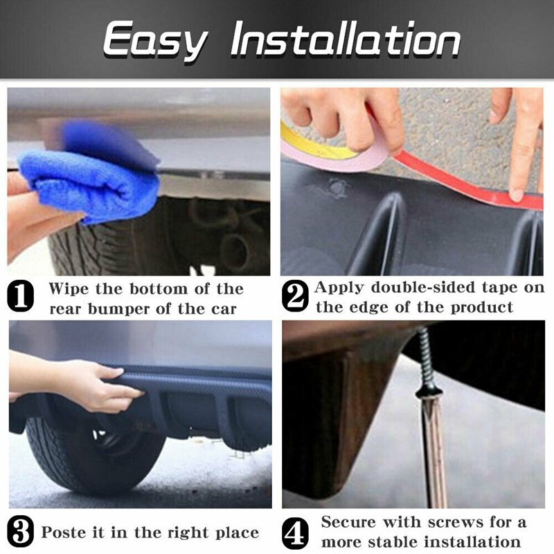66 X 13.5CM Universal Black Car Lower Rear Bumper Body Kit Shark Chin Spoiler Diffuser Trim Cover