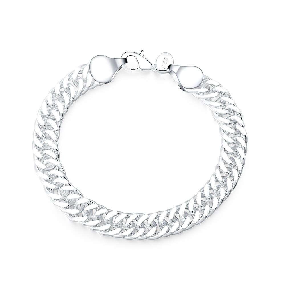 Silver color exquisite 10mm chain men women Chain noble wedding bracelet charm wedding cute birthday H091: h102  10MM