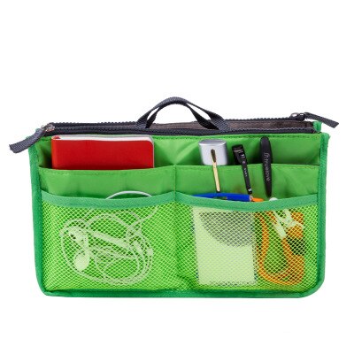 Ladies Organizer Bag Multi Functional Cosmetic Storage Handbag Bags Women Travel Makeup Insert Purse: Green