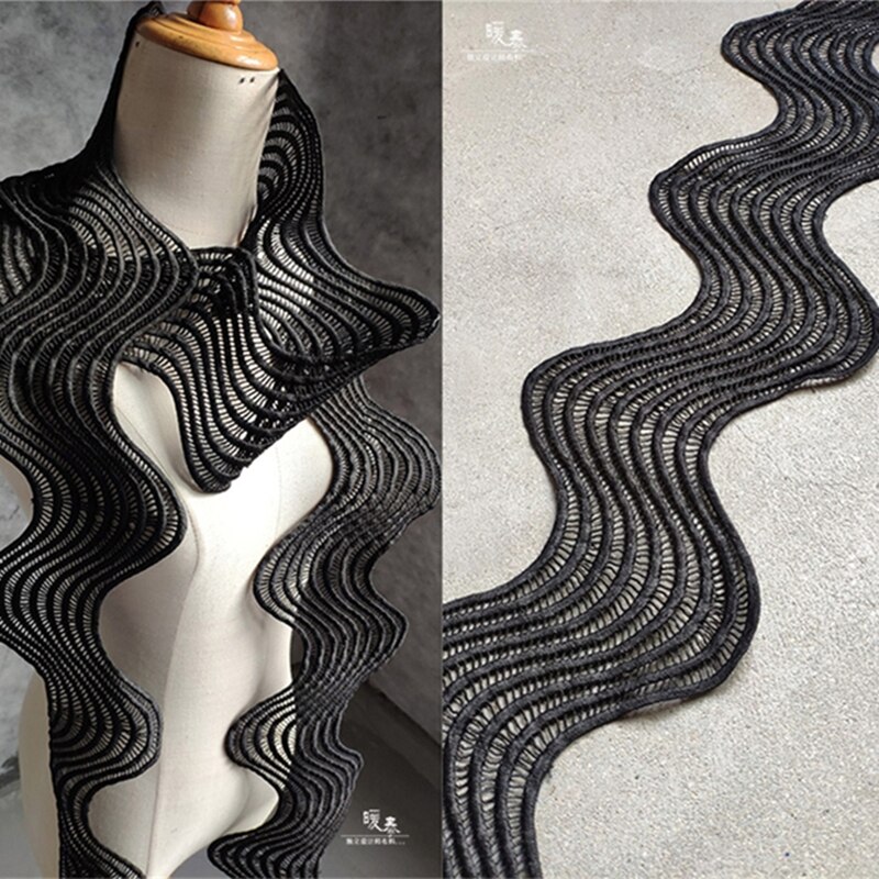 Lazo negro bordado encaje adorno francés refinamiento lazo DIY vestido Collar boda decoración artesanal accesorio