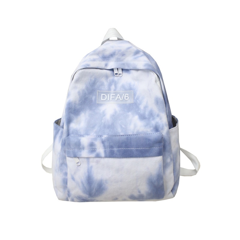 DCIMOR Tie-dyed canvas Women Backpack Schoolbags for Teenage girls Travel Backpack College student Book bag Mochila: blue