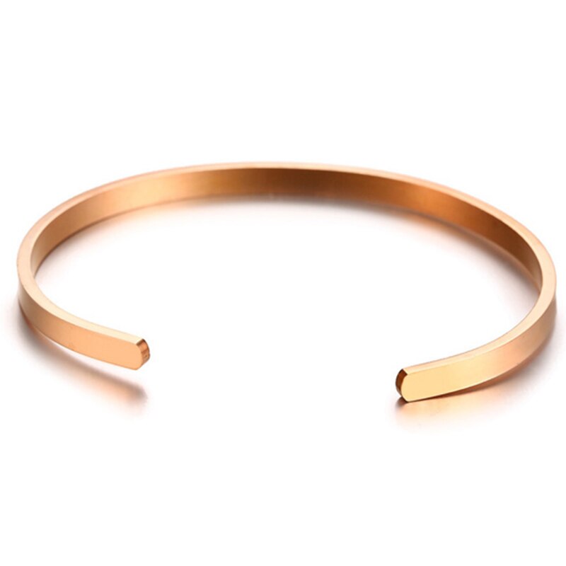 Simple Women's Stainless Steel Bracelet 3mm 5mm High Polished Cuff Bangle Black / Gold / Silver Color Jewelry: Rose gold-3mm