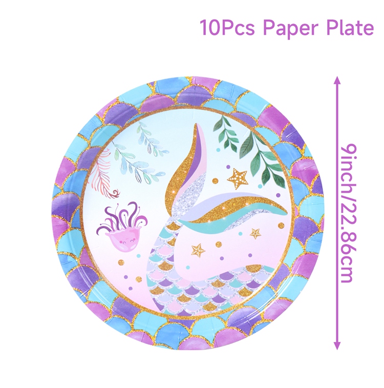 Nappe de table petite sirène, décoration de fête d'anniversaire, 1er anniversaire pour fille sous la mer, fournitures de fête pour réception pour bébé: Fluorescence Jaune