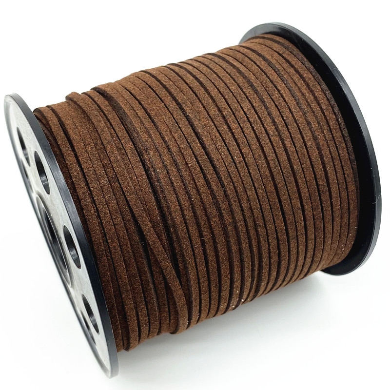 Cordón plano de gamuza trenzada de imitación, cuerda de rosca hecha a mano de cuero de terciopelo coreano de 5 yardas y 3mm para DIY, suministros de joyería # Ro