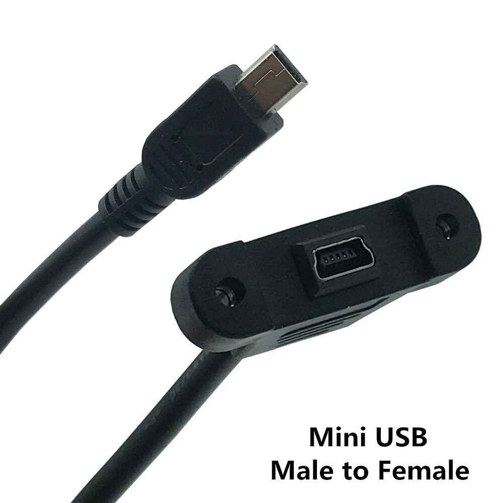 USB Extension Cable Mini USB Panel Mount Type Male to Female Adapter Cable with Screws 30cm 50cm