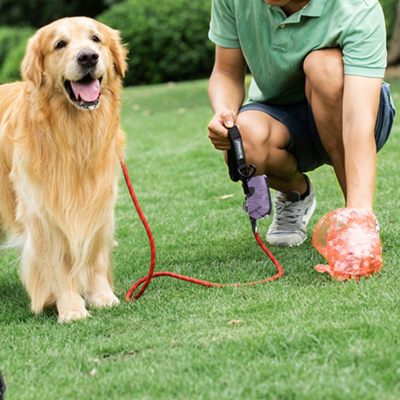 Dog Poop Bags Holder Leash Attached Waste Bag Dispenser Fit Most Dog Leash Portable for Hand Free Walking 4 Colors