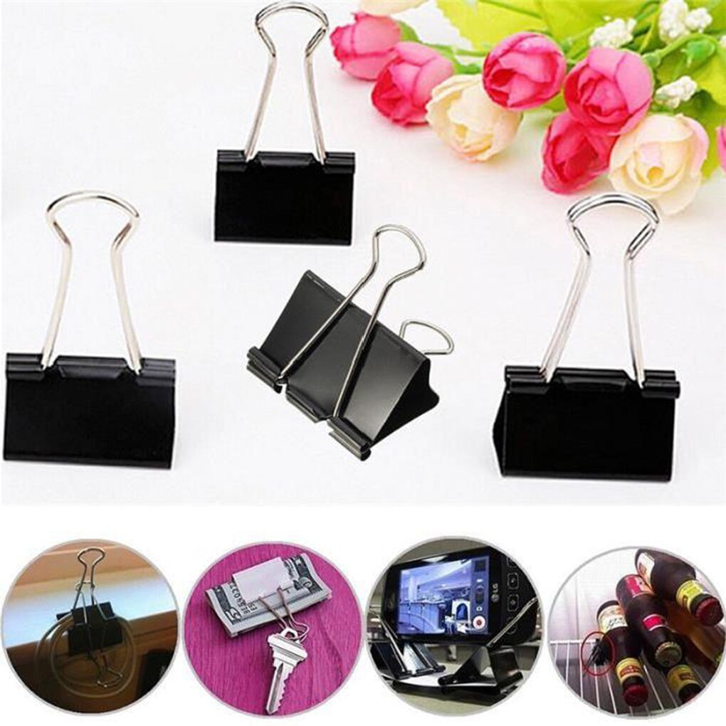 12PCS/Box Metal Clip Large-Headed Binder Clips Office Binding Supplies Combination Set Delicate Stationery Multi-Function Folder