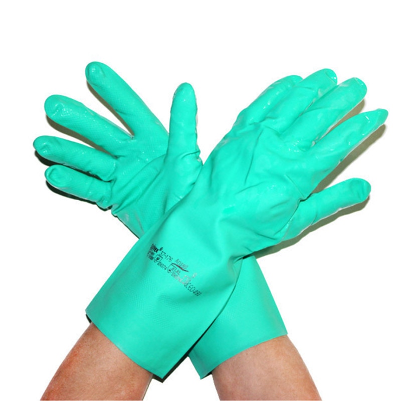 Ansell Chemical Resist Work Gloves Nitrile Rubber Acid And Alkali Resistant Waterproof Anti-Skid Gloves Industrial Laboratory