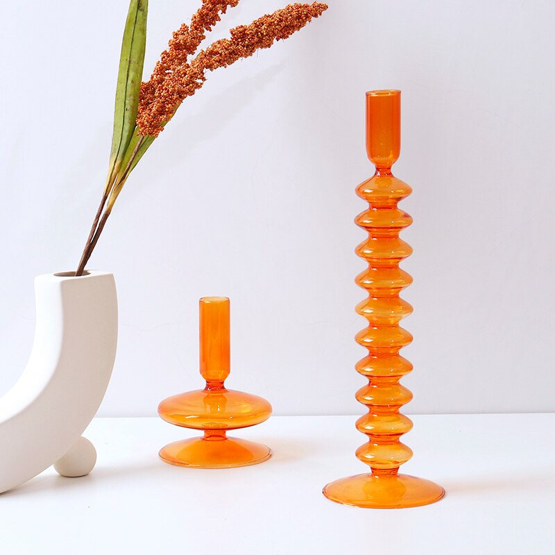 Oranje Glas Kandelaars Nordic Home Decor Wedding Party Diner Bij Kaarslicht Decoratie Woonkamer Kandelaar