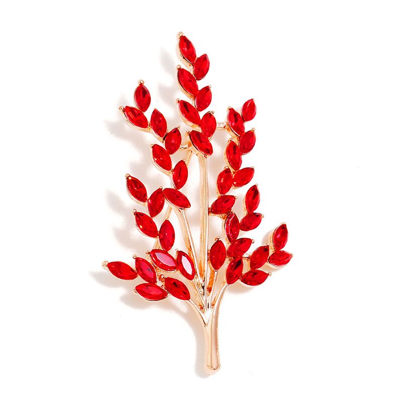 Koreaanse Stijl Stijl Veelzijdige Crystal Tarwe Broche Vrouwen Mode Corsage Broche Kleding Ornament: Rose Gold  Red