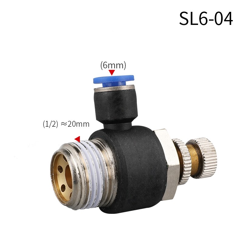 Pneumatic quick connect connector SL 4 6 8 10 12mm M5 "1/8" 1/4 "3/8" 1/2 air speed regulating valve Accelerator valve: SL6-04