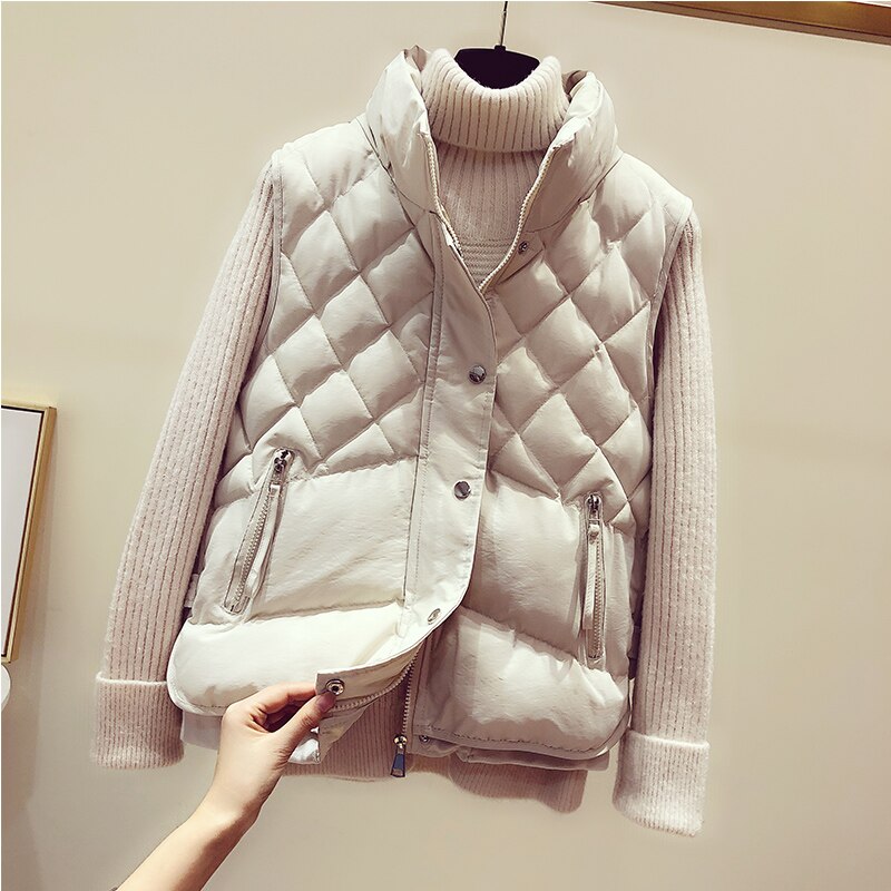 barata Otoño Invierno Venta de femenina casual agradable chaleco ropa de abrigo BP890: Beige / L