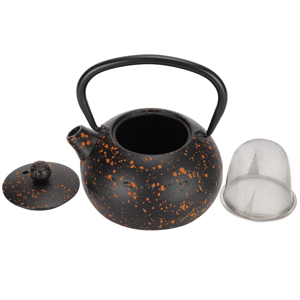 Metal Cast Iron Teapot Kettle Imitating Japanese Style Uncoated Yellow Spot Decoration 0.3L