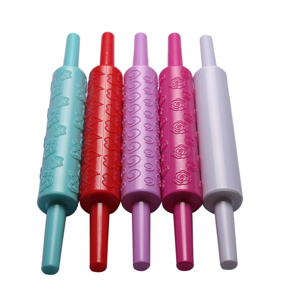 Silicone Rolling Pin Baking Cookies Biscuits Fondant Dough Roller PP Non-Stick Rolling Pin Embossing Mold DIY Baking