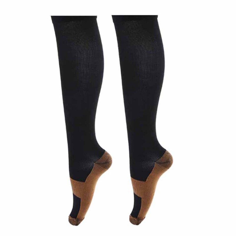 draussen unisex Kupfer Faser Strümpfe Baumwolle Socke Kompression Druck Sport Läuft Fitness Absorbieren Schweiß Socken Sport: Schwarz(XXL Größe)
