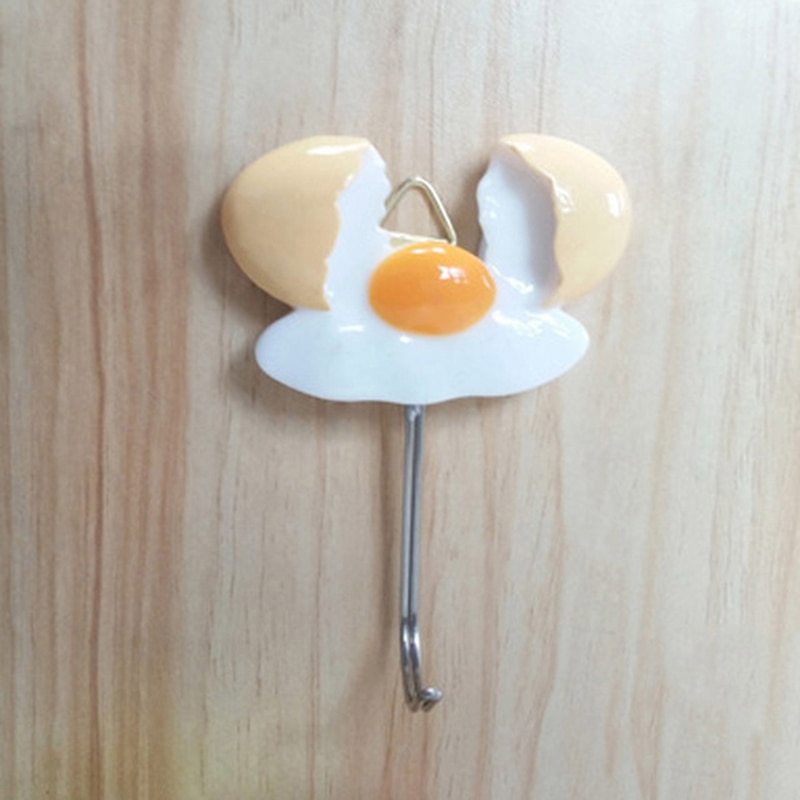 Gancho de cocina bonito de resina con forma de huevo, gancho con adhesivo fuerte, llavero para pared, puerta de pared, percha para sombrero de abrigo, accesorios de cocina y baño
