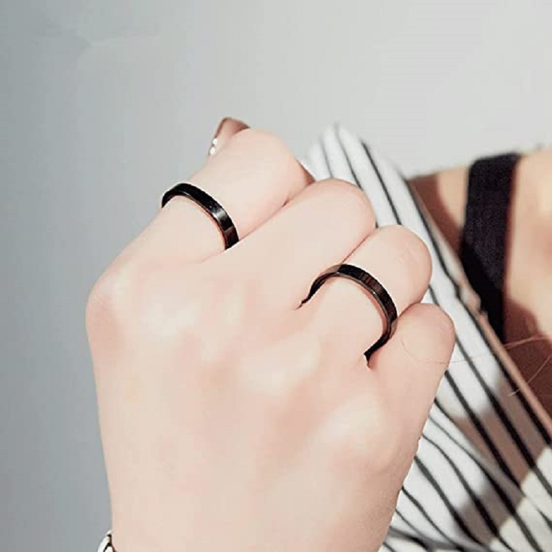 VQYSKO 3mm Gold Color Filled Rings for Women Girls Stacking Stackable Band Thumb Pointer Finger Plain Ring Comfort Fit