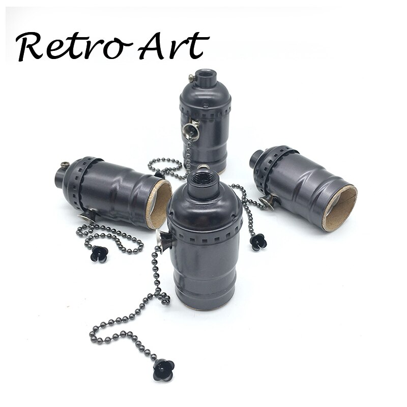 Loft Vintage Retro Licht Socket Antieke Metalen Lamphouder met rits schakelaar E27/E26