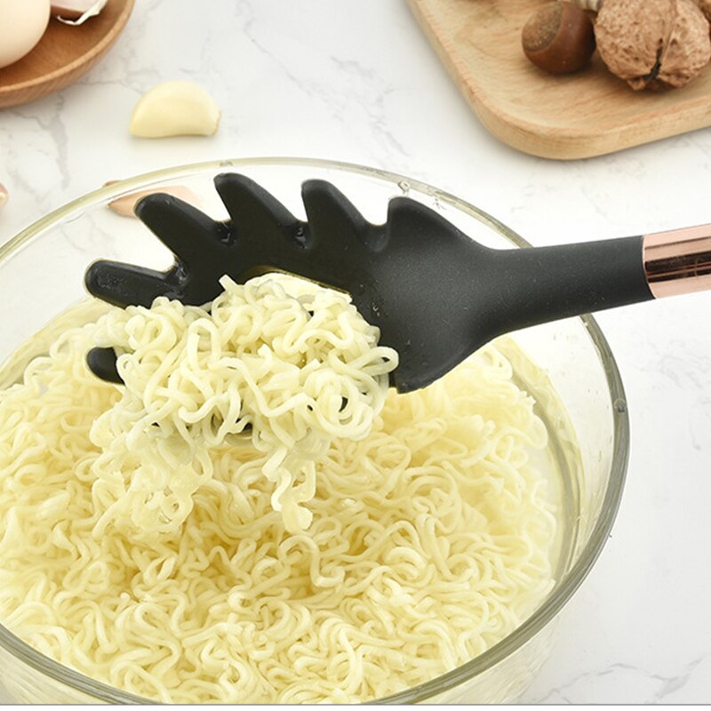 Zwarte Goud Keuken Kookgerei Siliconen Keukengerei Non Stick Plated Kookpot Set Spatel Pollepel Ei Kloppers Schop Gebruiksvoorwerpen Sets