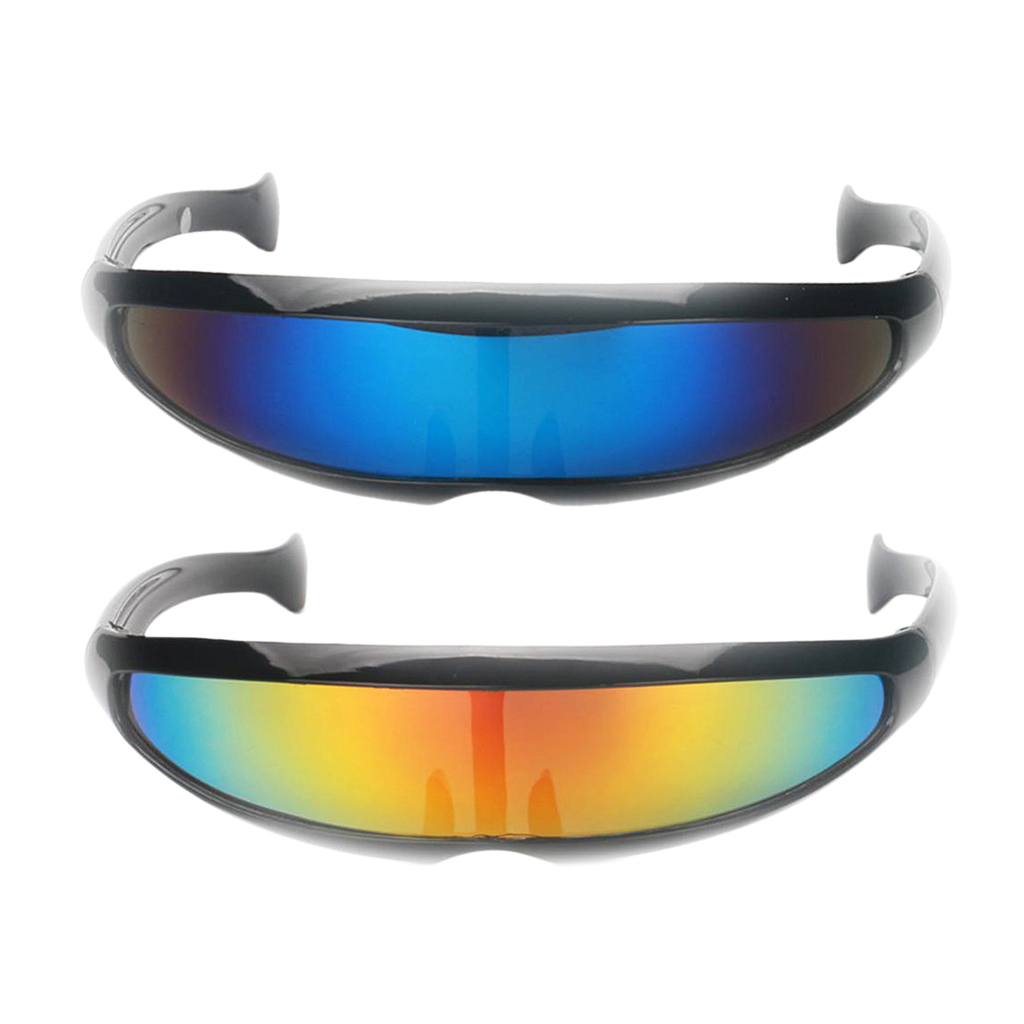 Paquet de 2 nouveauté futuriste cyclope miroir lunettes de soleil lunettes de Costume pour adultes enfants