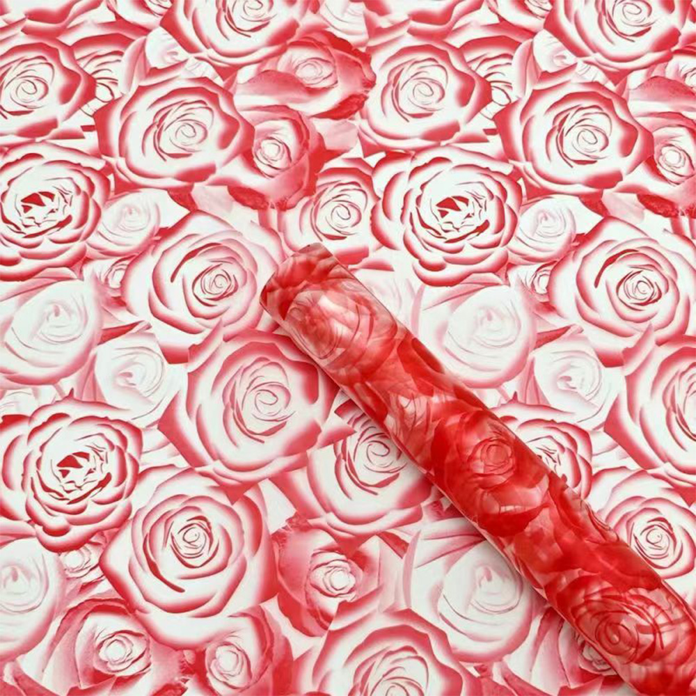 20 stuks bloem inpakpapier gouden rand roos Koreaanse stijl half transparant geschenkverpakking bloemist boeket inpakmateriaal: Rood