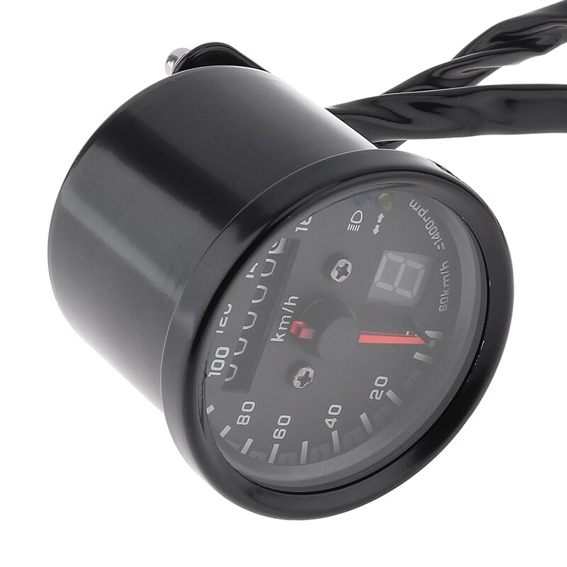 Moto café Racer compteur de vitesse jauge 0-160 Km/H Instrument avec indicateur Led